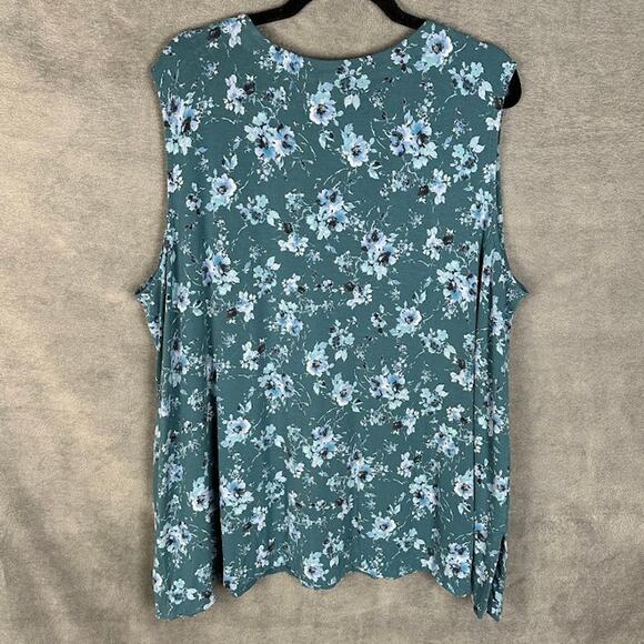 J Jill Wearever Collection Top Womens 3X Green Floral Sleeveless Tank Stretch - Picture 6 of 13